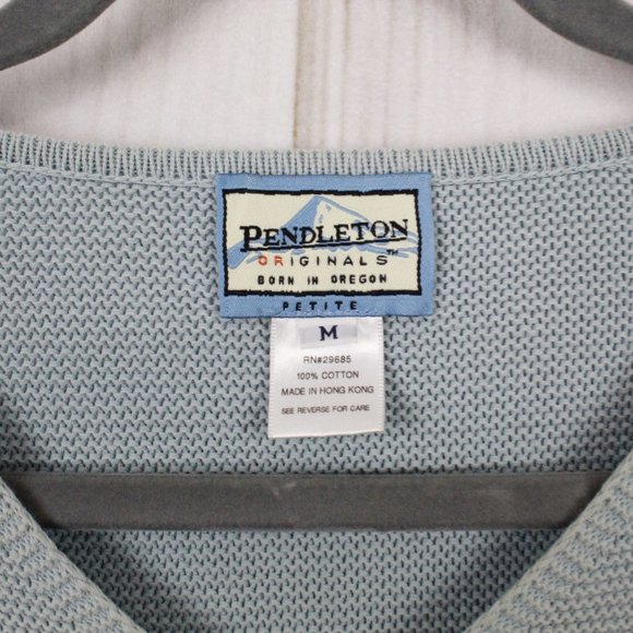 Pendleton Originals Blue Cotton Long Sleeve Rib Knit V-Neck Pullover Sweater M - Picture 8 of 9